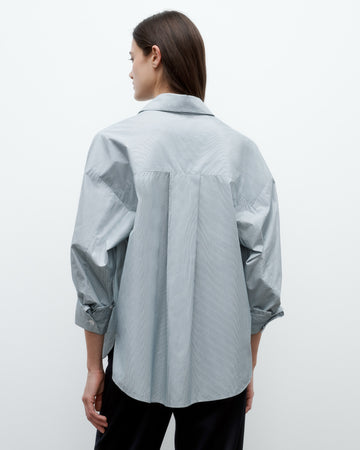 TWP Pinegrove / white Earl Shirt in Baroness Cotton Stripe view 3