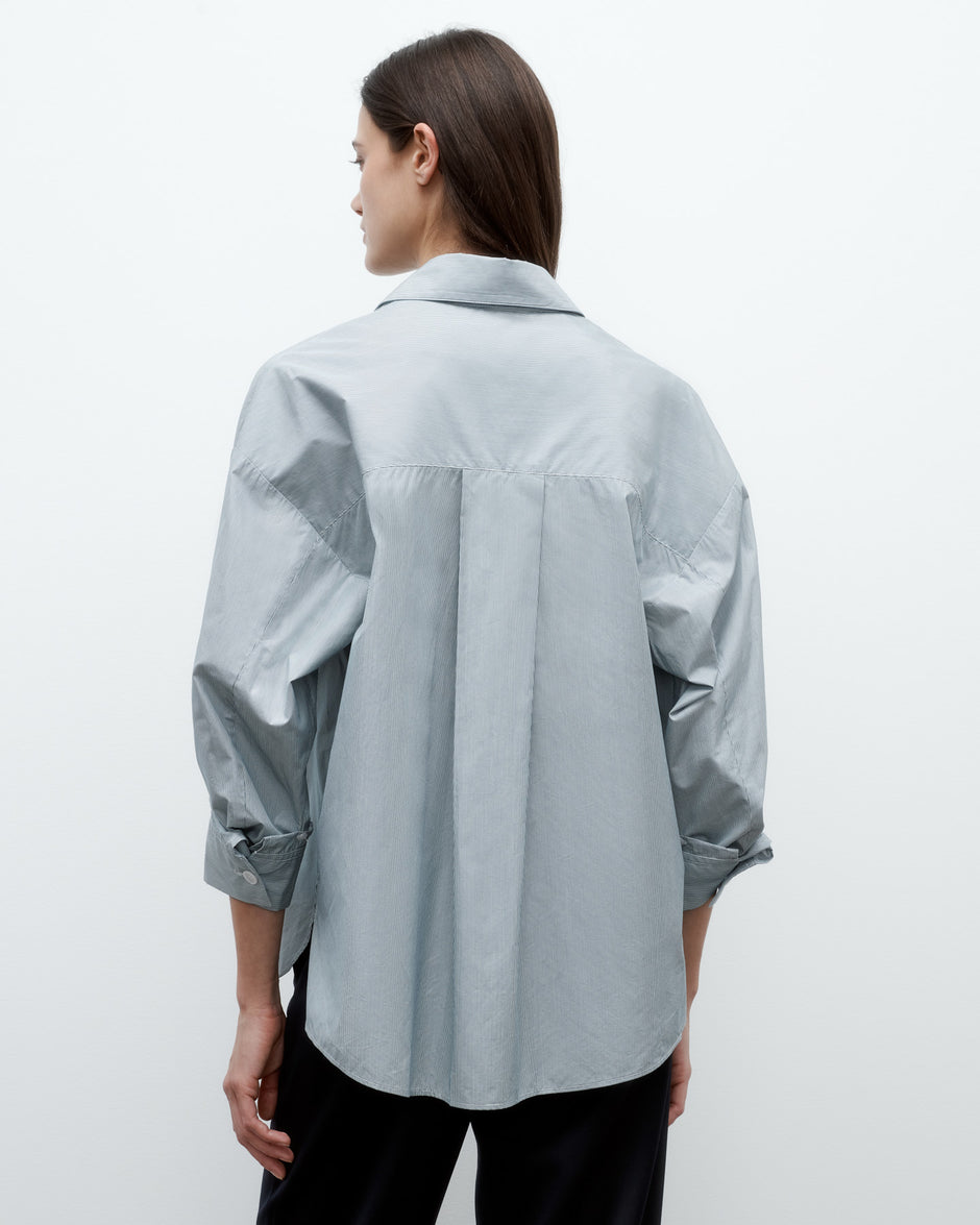 TWP Pinegrove / white Earl Shirt in Baroness Cotton Stripe view 3