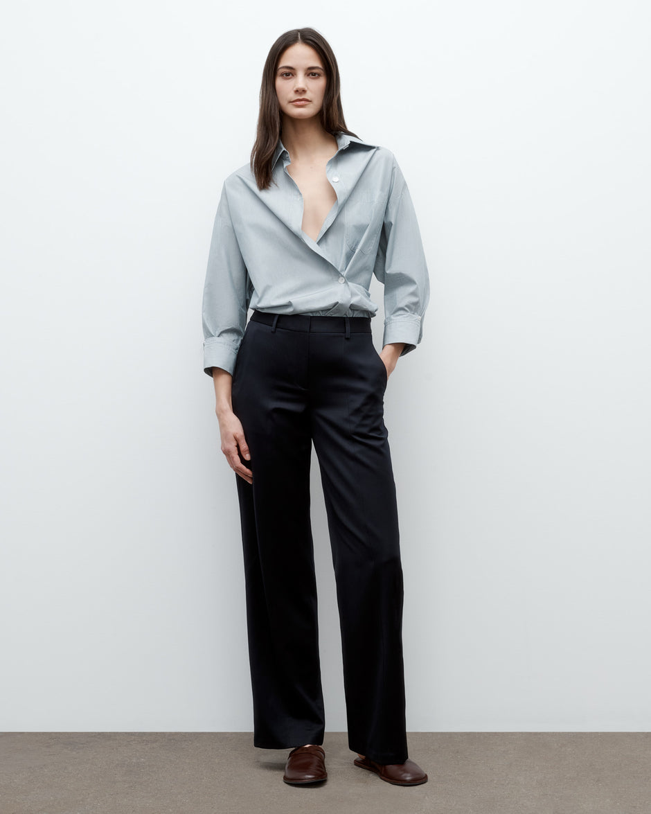 TWP Pinegrove / white Earl Shirt in Baroness Cotton Stripe view 4