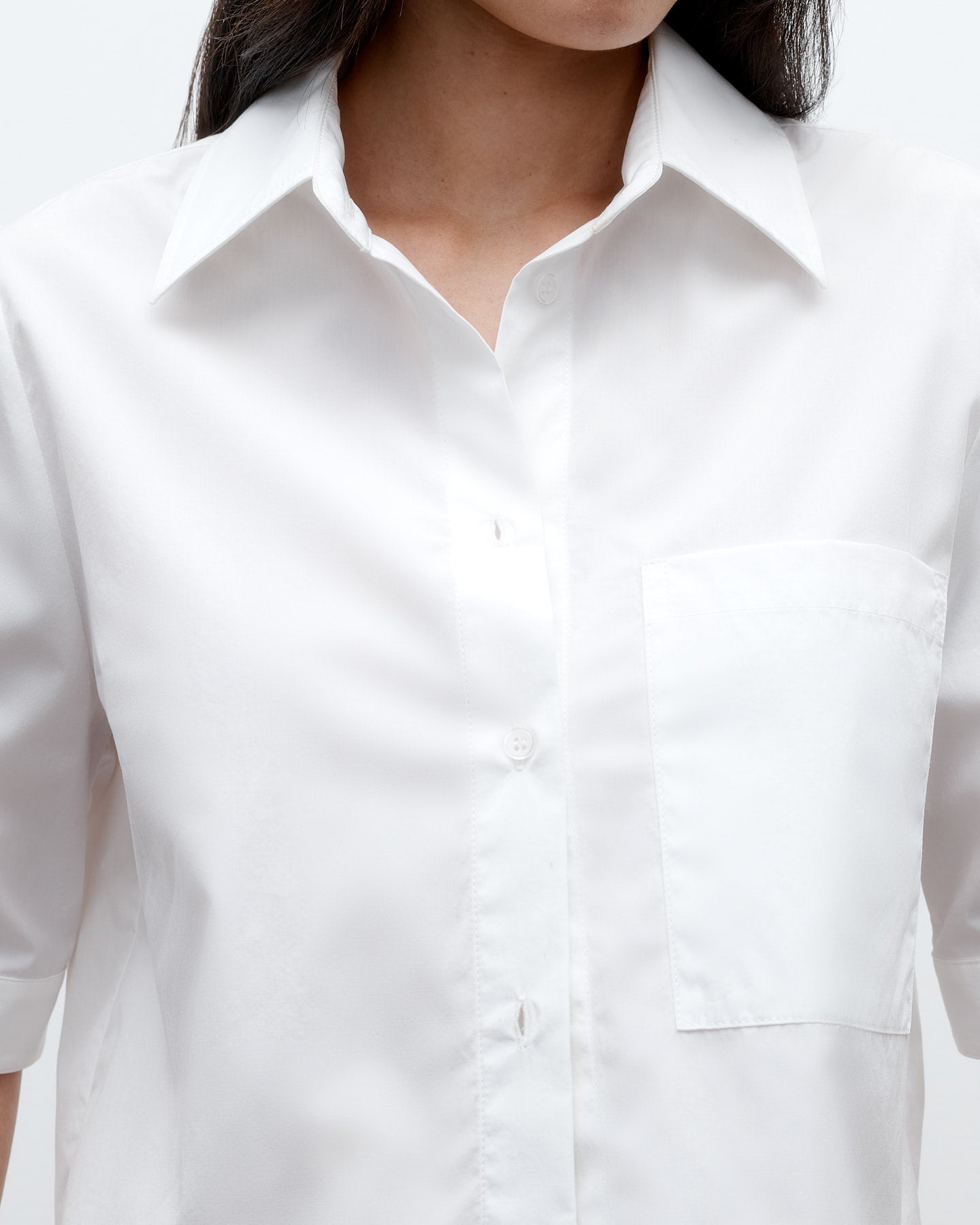 TWP White Short Lived Shirt in Vintage Washed Poplin view 3