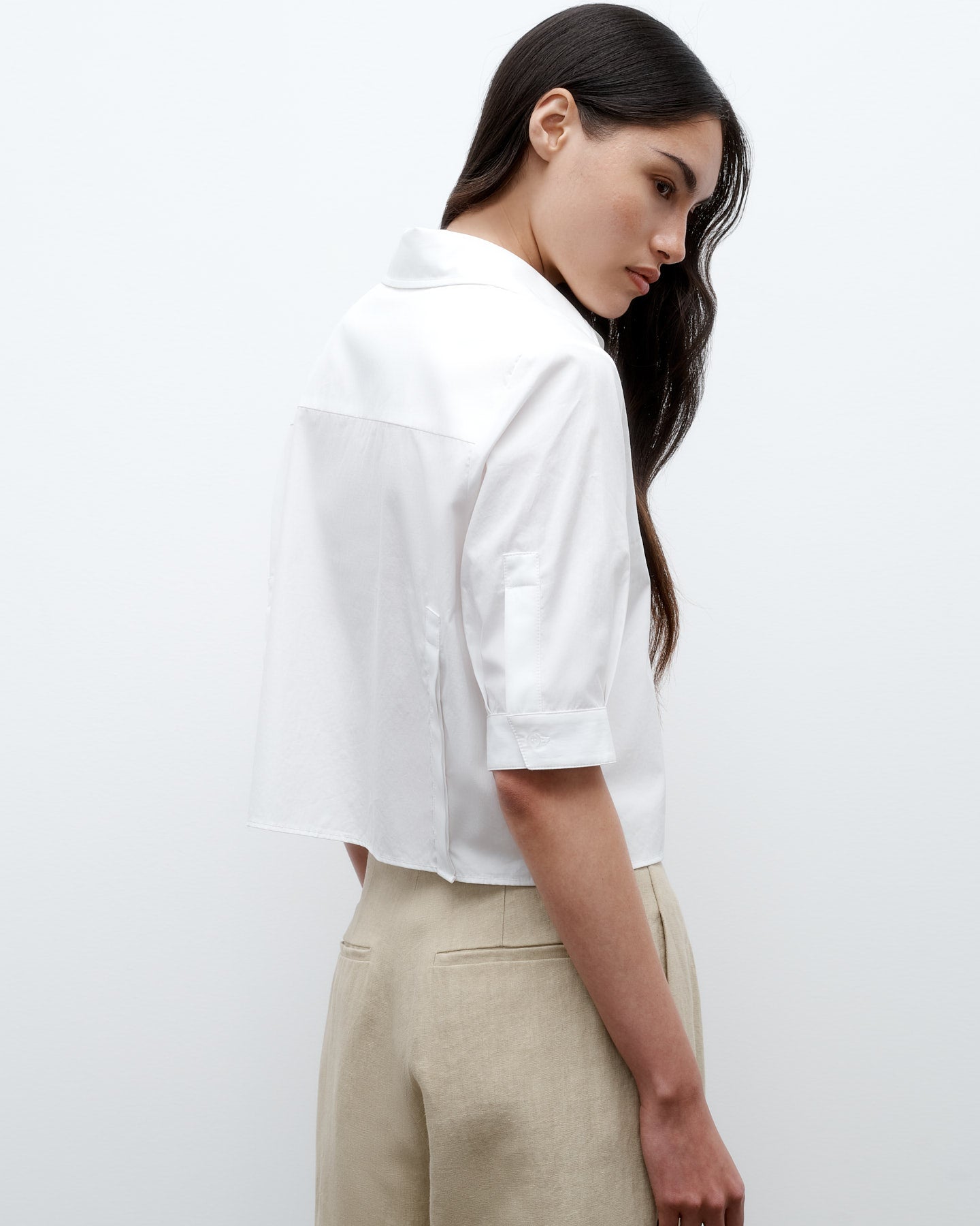 TWP White Short Lived Shirt in Vintage Washed Poplin view 2
