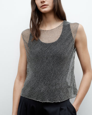 TWP Gunmetal Chloe Top in Micro Bugle Beads view 2