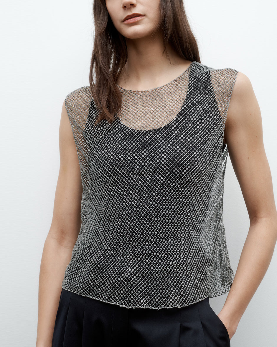 TWP Gunmetal Chloe Top in Micro Bugle Beads view 2