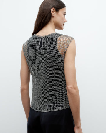 TWP Gunmetal Chloe Top in Micro Bugle Beads view 3