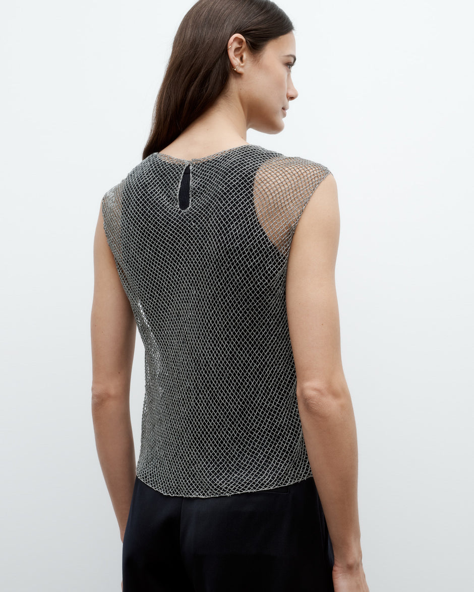 TWP Gunmetal Chloe Top in Micro Bugle Beads view 3