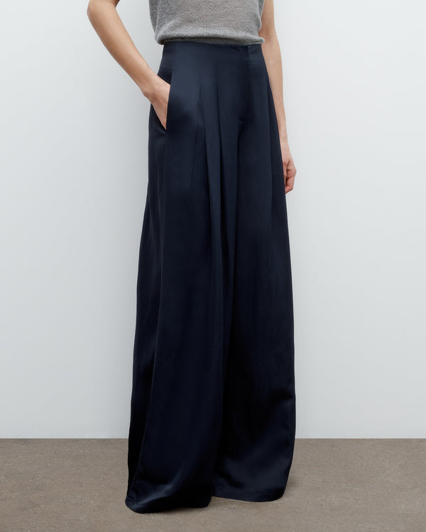 TWP Midnight Drew Pant in Coated Viscose Linen view 2