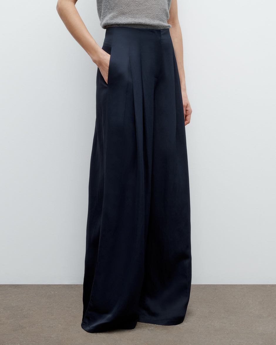 TWP Midnight Drew Pant in Coated Viscose Linen view 2