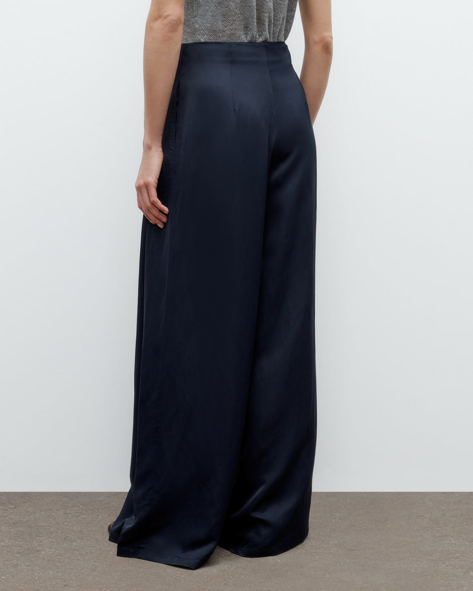 TWP Midnight Drew Pant in Coated Viscose Linen view 3