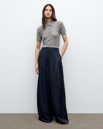 TWP Midnight Drew Pant in Coated Viscose Linen view 4