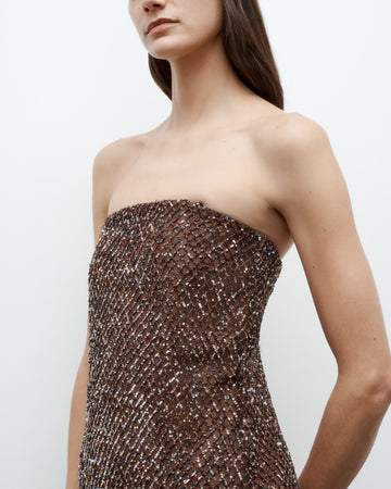 TWP Gold Carolyn's Gown with Sequins on Netting view 3