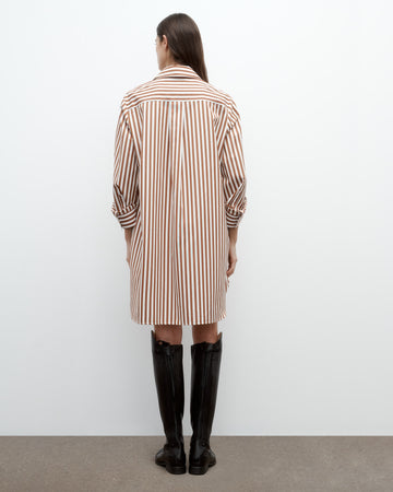 TWP Ivory / cognac Morning After Dress in Epoque Stripe Cotton view 5