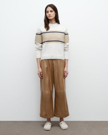 TWP Cream / twine multi Saddle Crewneck with Stripes in Italian Cashmere view 5