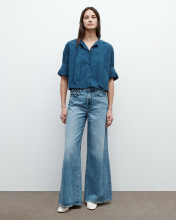 TWP Blue wing teal Next Ex Shirt with Tie in Superfine Cotton view 2