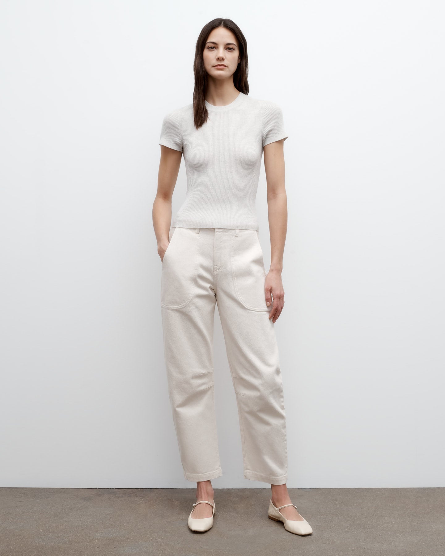 TWP White heather grey Tease top in Merino Wool view 4