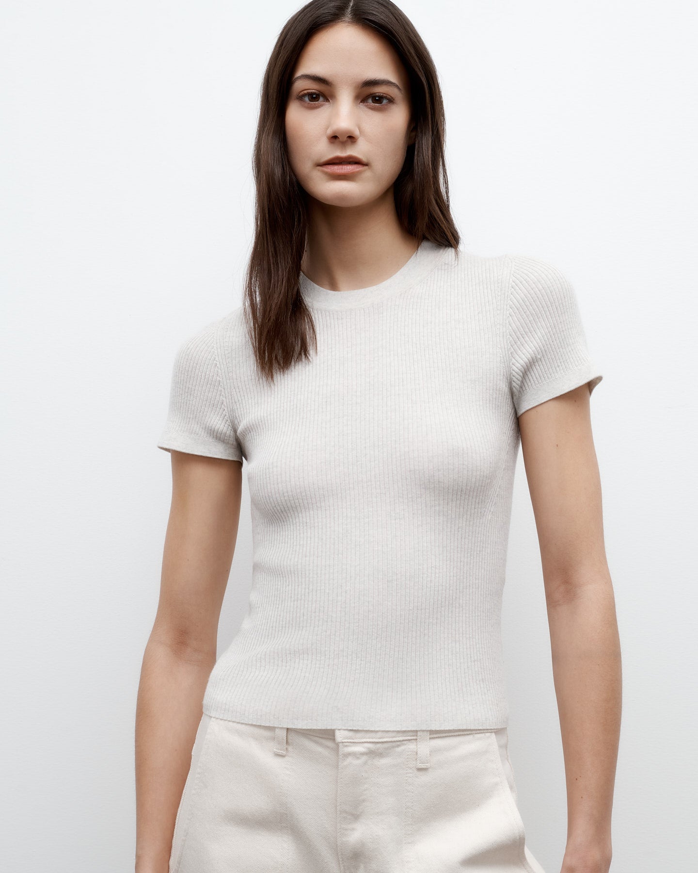 TWP White heather grey Tease top in Merino Wool view 1