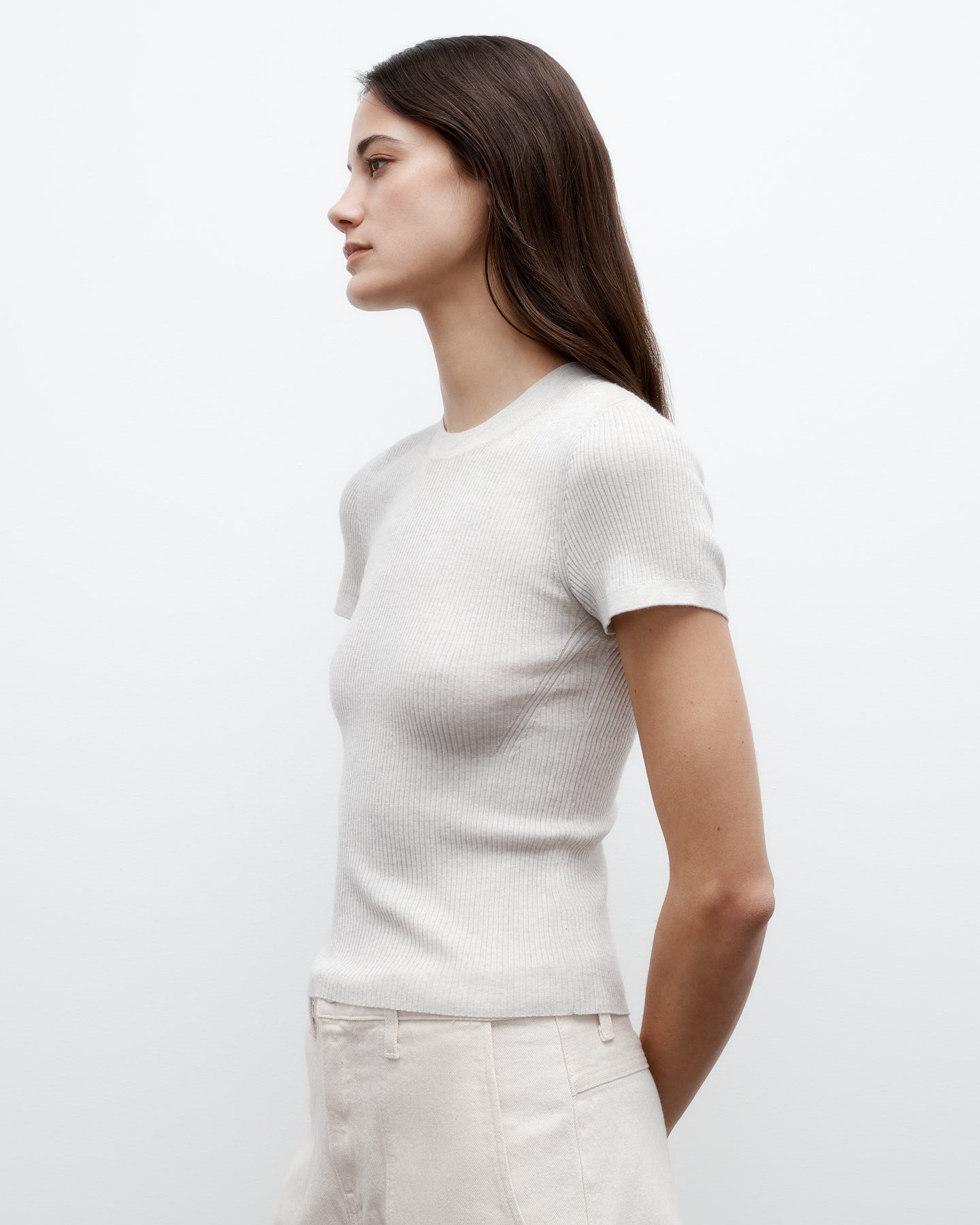 TWP White heather grey Tease top in Merino Wool view 2