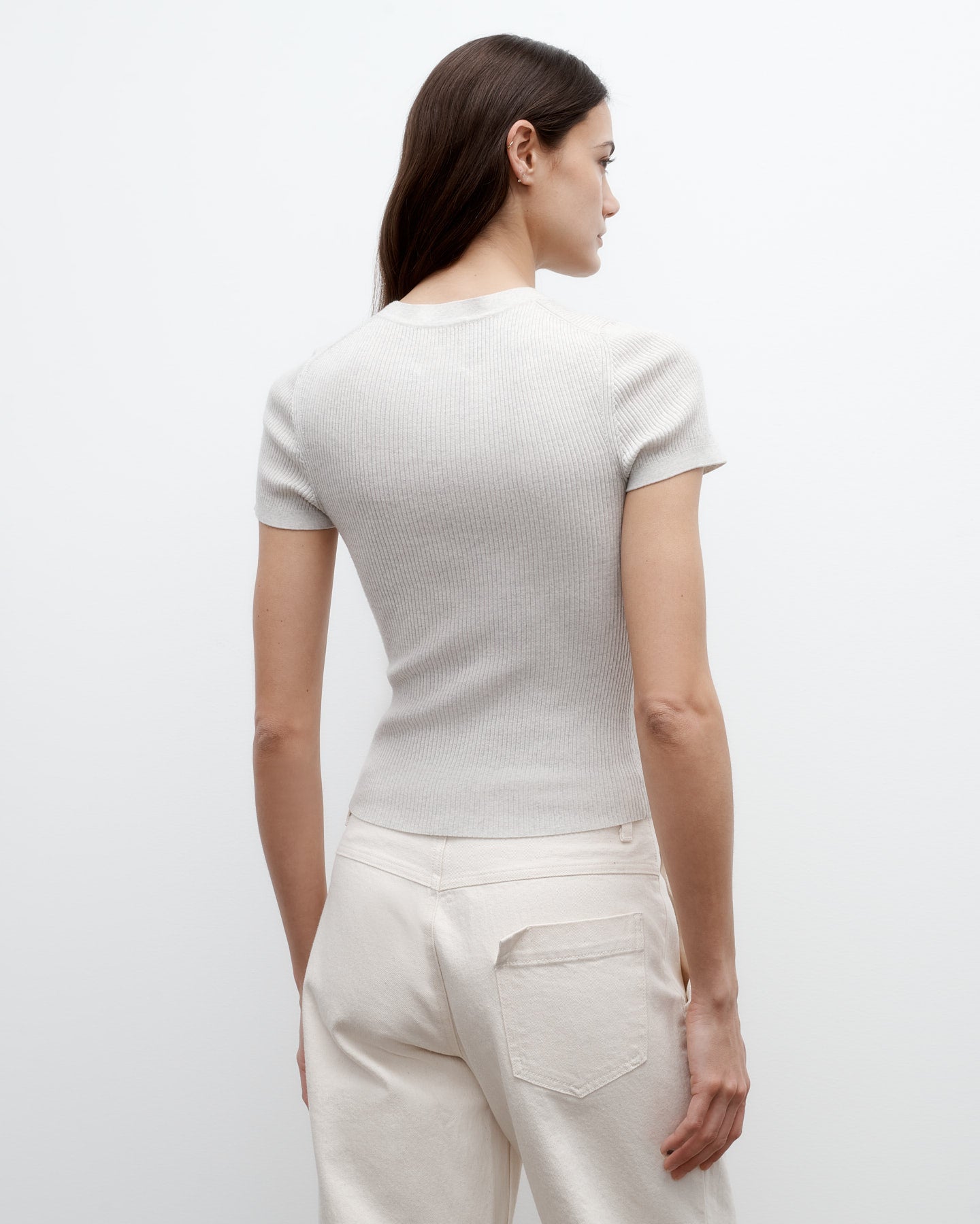 TWP White heather grey Tease top in Merino Wool view 3