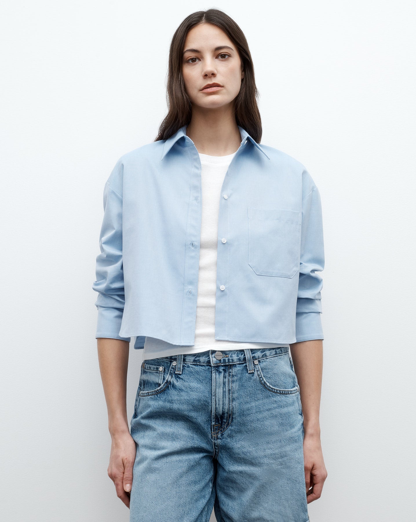 TWP Blue Little Big Joe Shirt in Oxford Cotton Shirting view 1