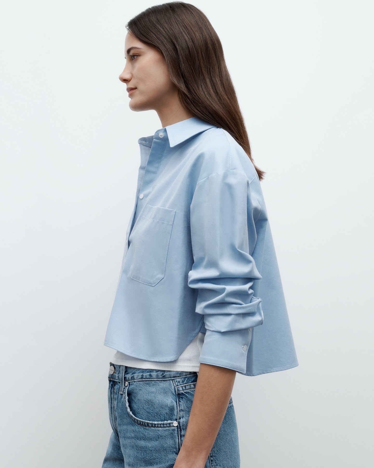 TWP Blue Little Big Joe Shirt in Oxford Cotton Shirting view 2