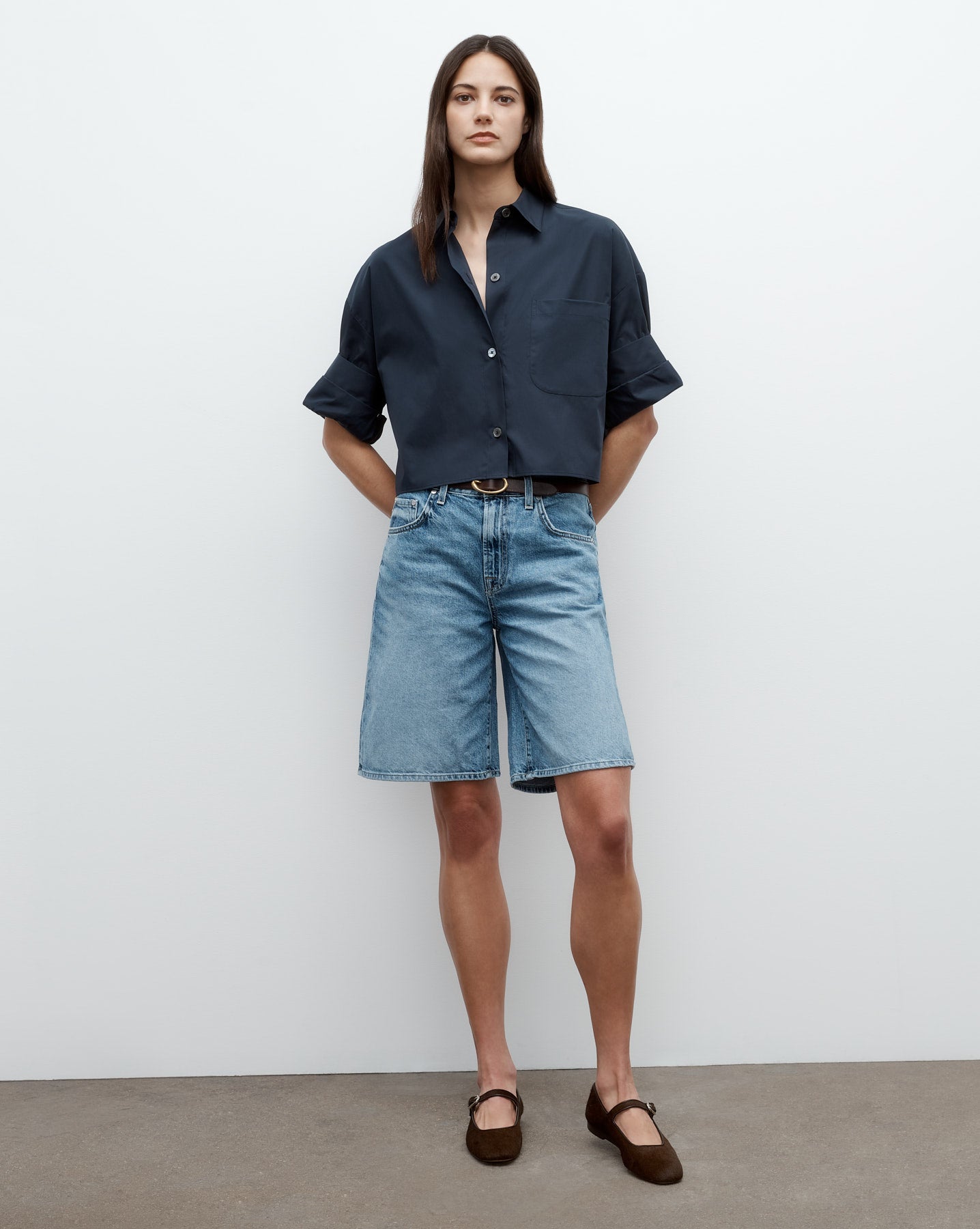 TWP Vintage denim Bennie Short in Vintage Denim view 2