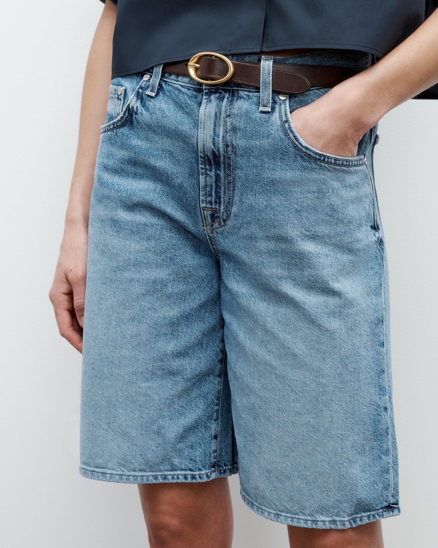 TWP Vintage denim Bennie Short in Vintage Denim view 1