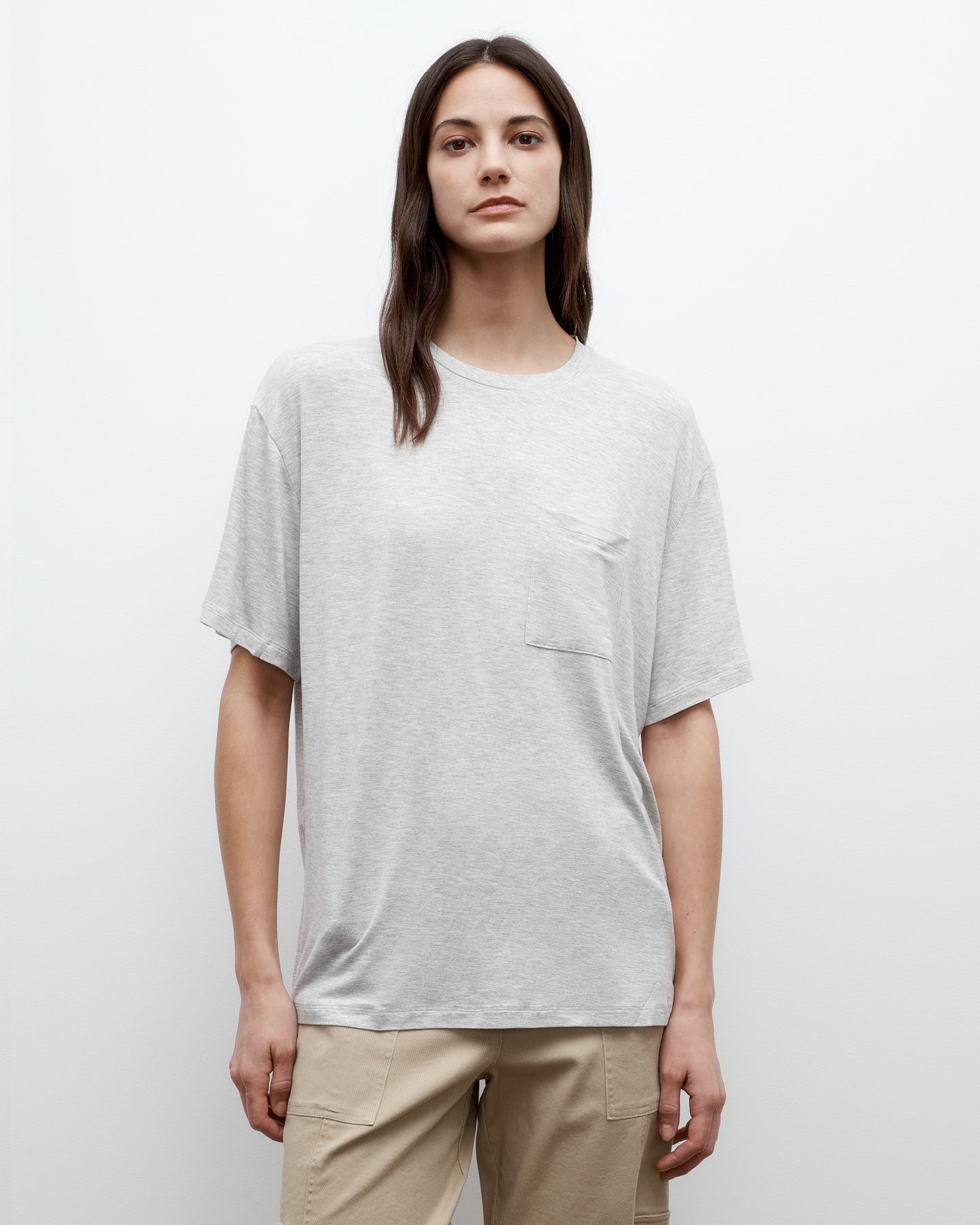 TWP Light heather grey Big Boy Tee in Jersey view 1