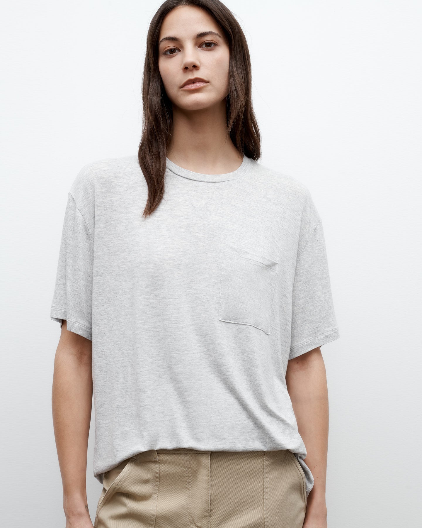 TWP Light heather grey Big Boy Tee in Jersey view 2