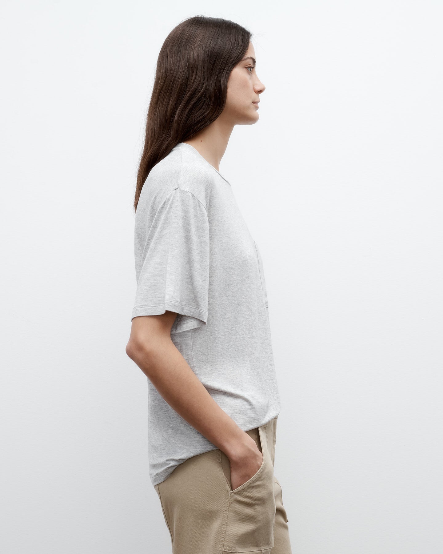 TWP Light heather grey Big Boy Tee in Jersey view 3