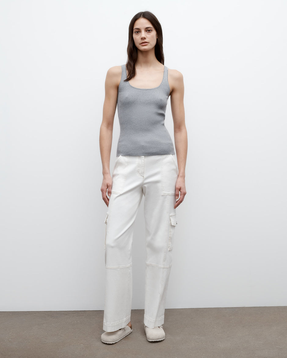 TWP Ivory Coop Pant with Cargo Pockets in Cotton Twill view 4