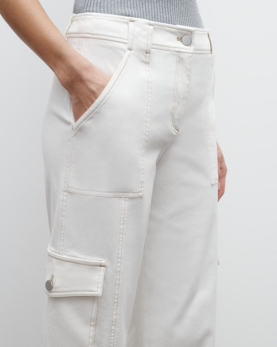TWP Ivory Coop Pant with Cargo Pockets in Cotton Twill view 2