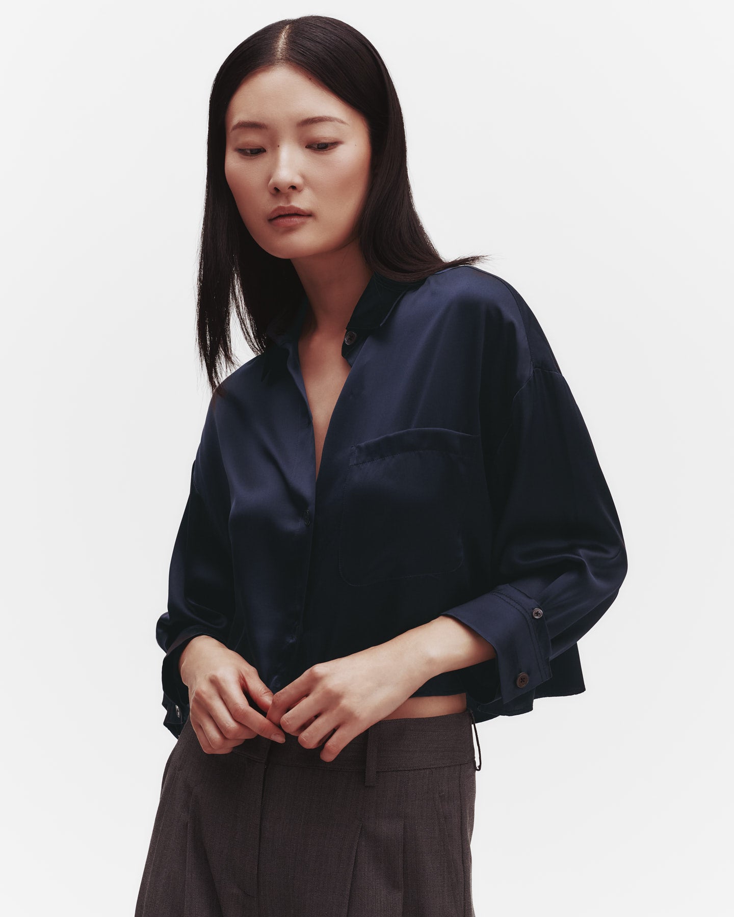 TWP Midnight Soon To Be Ex Shirt in Silk Charmeuse view 2
