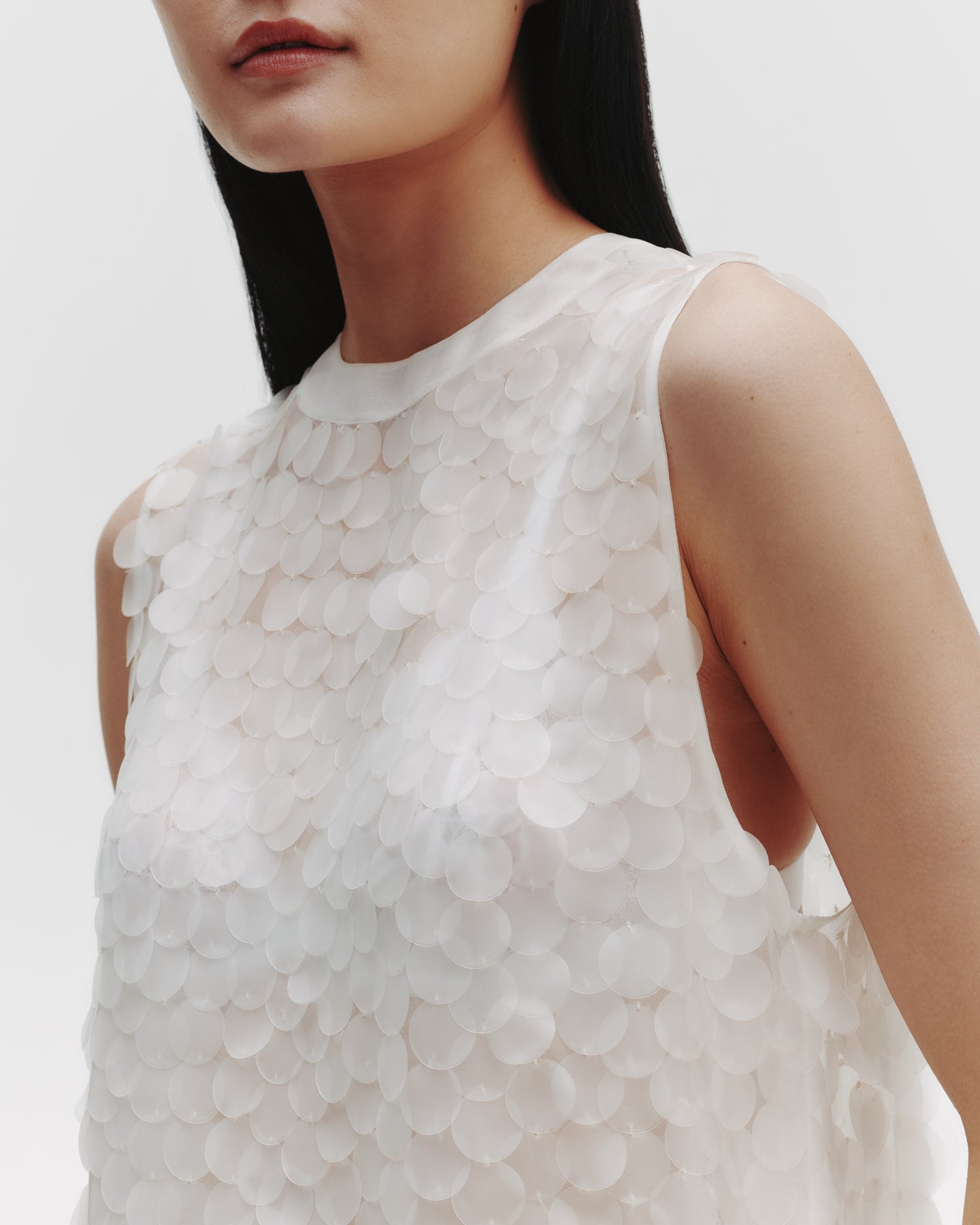 TWP Clear Shell Top in Silk Organza with PVC Paillettes view 2