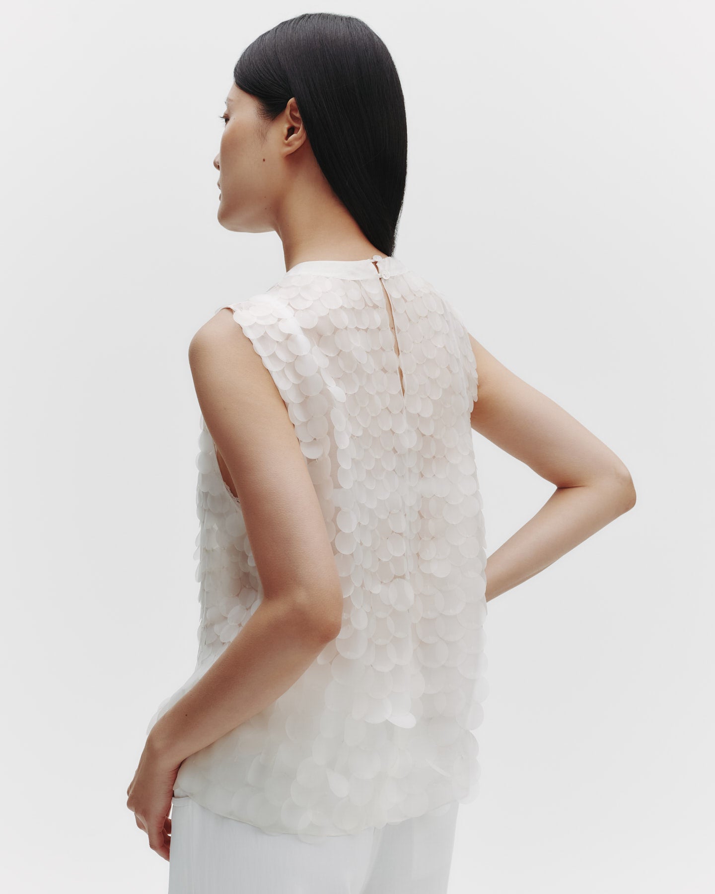 TWP Clear Shell Top in Silk Organza with PVC Paillettes view 3
