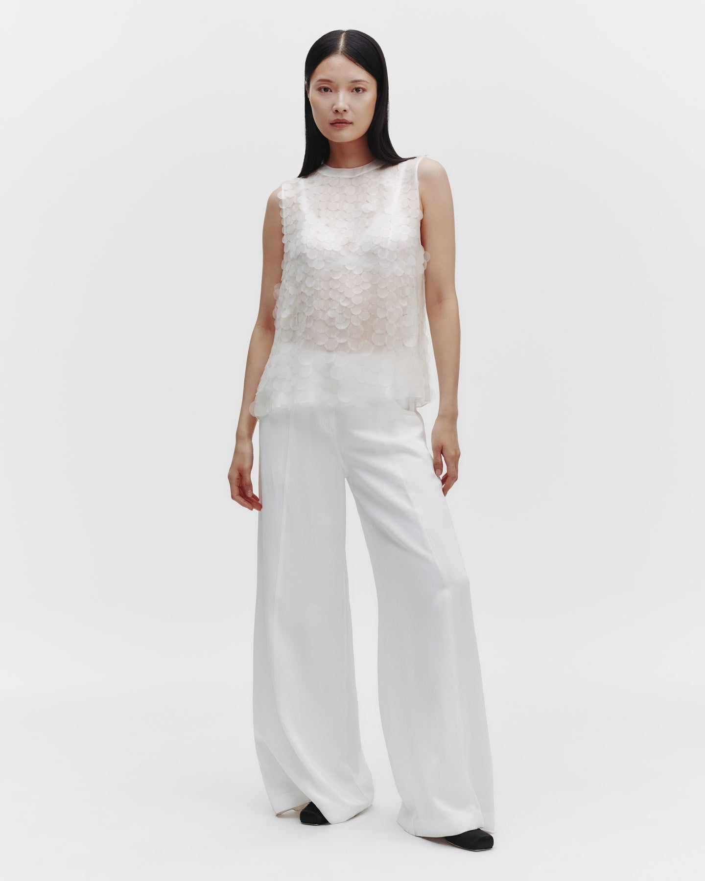 TWP Clear Shell Top in Silk Organza with PVC Paillettes view 4