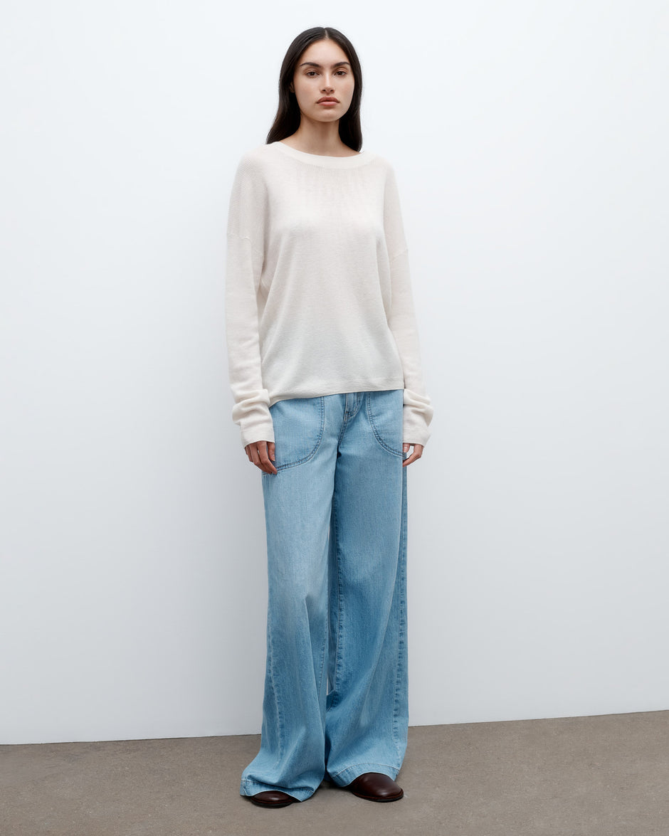 TWP Ivory Boy Tee in Fine Cashmere view 4