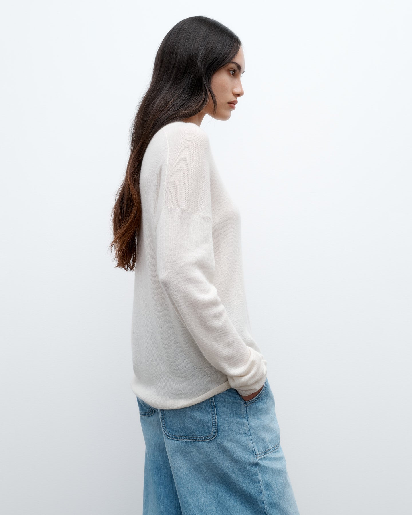 TWP Ivory Boy Tee in Fine Cashmere view 5