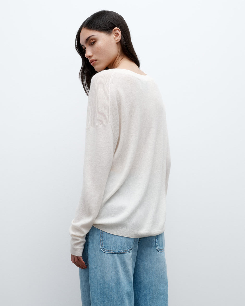 TWP Ivory Boy Tee in Fine Cashmere view 2