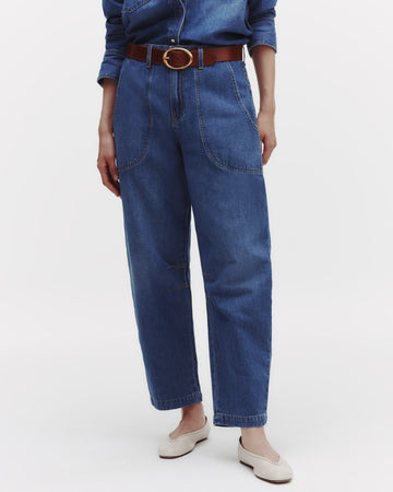 TWP Vintage wash Jetties Beach Pant in Linen Cotton Denim view 3