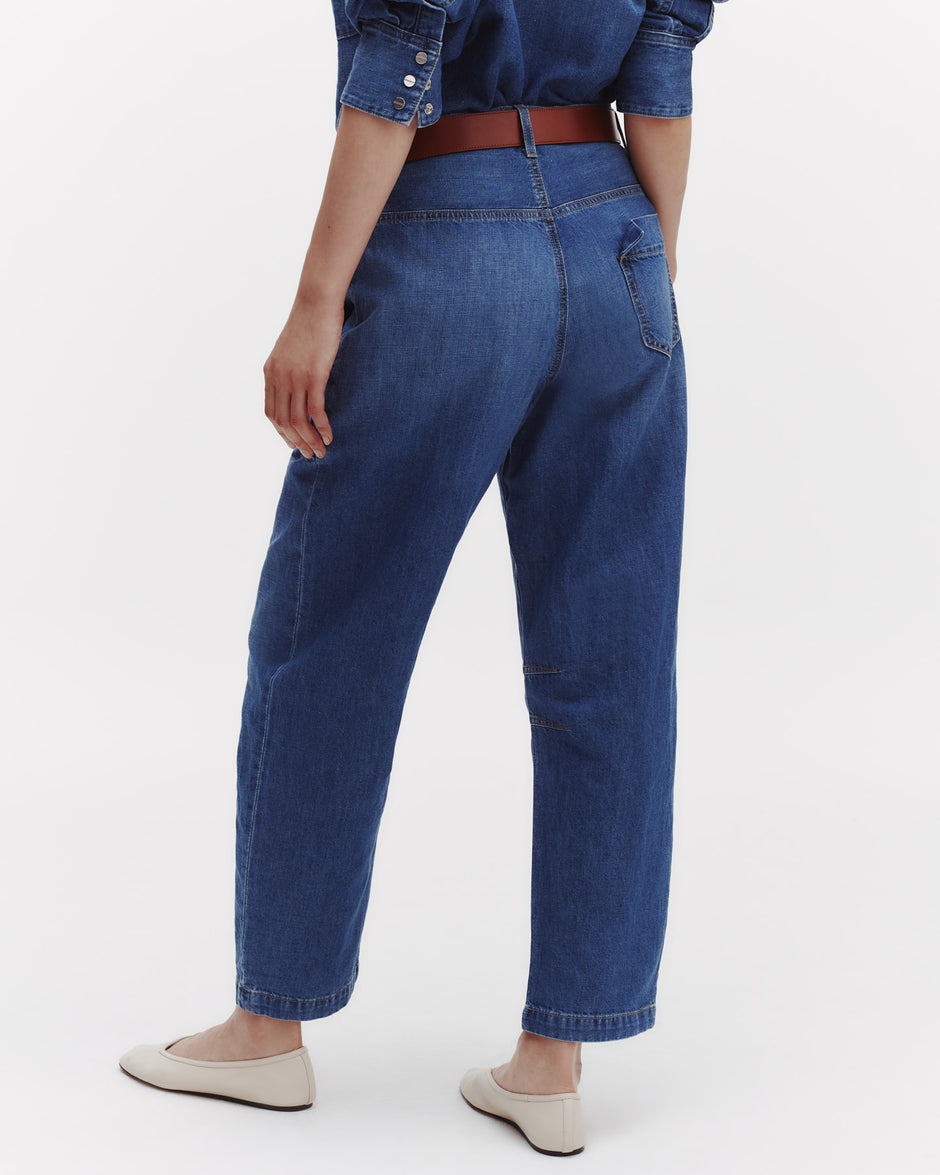 TWP Vintage wash Jetties Beach Pant in Linen Cotton Denim view 6