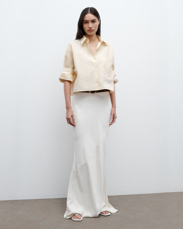 TWP Ivory / yellow Next Ex Shirt in Cotton Banker Stripe view 5