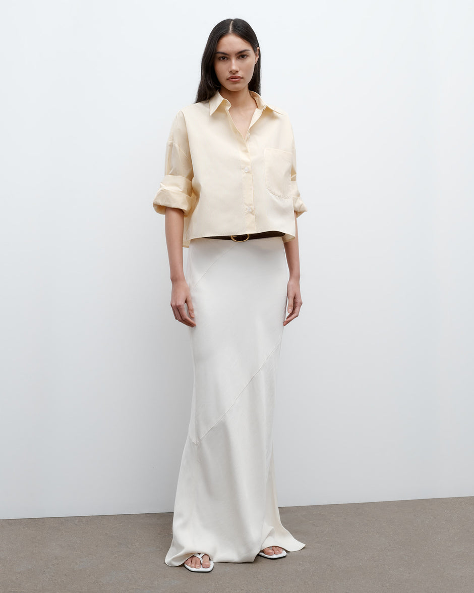 TWP Ivory / yellow Next Ex Shirt in Cotton Banker Stripe view 5