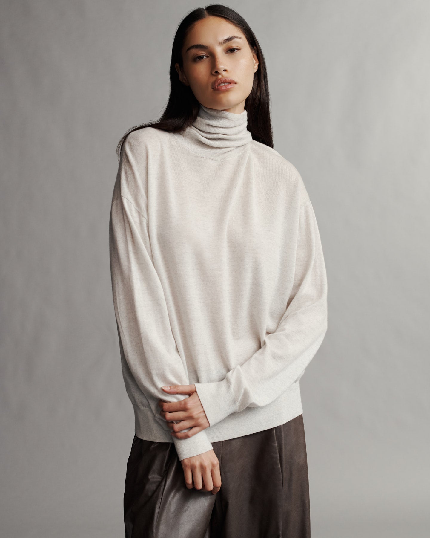 Easy T Neck Sweater in Merino Wool