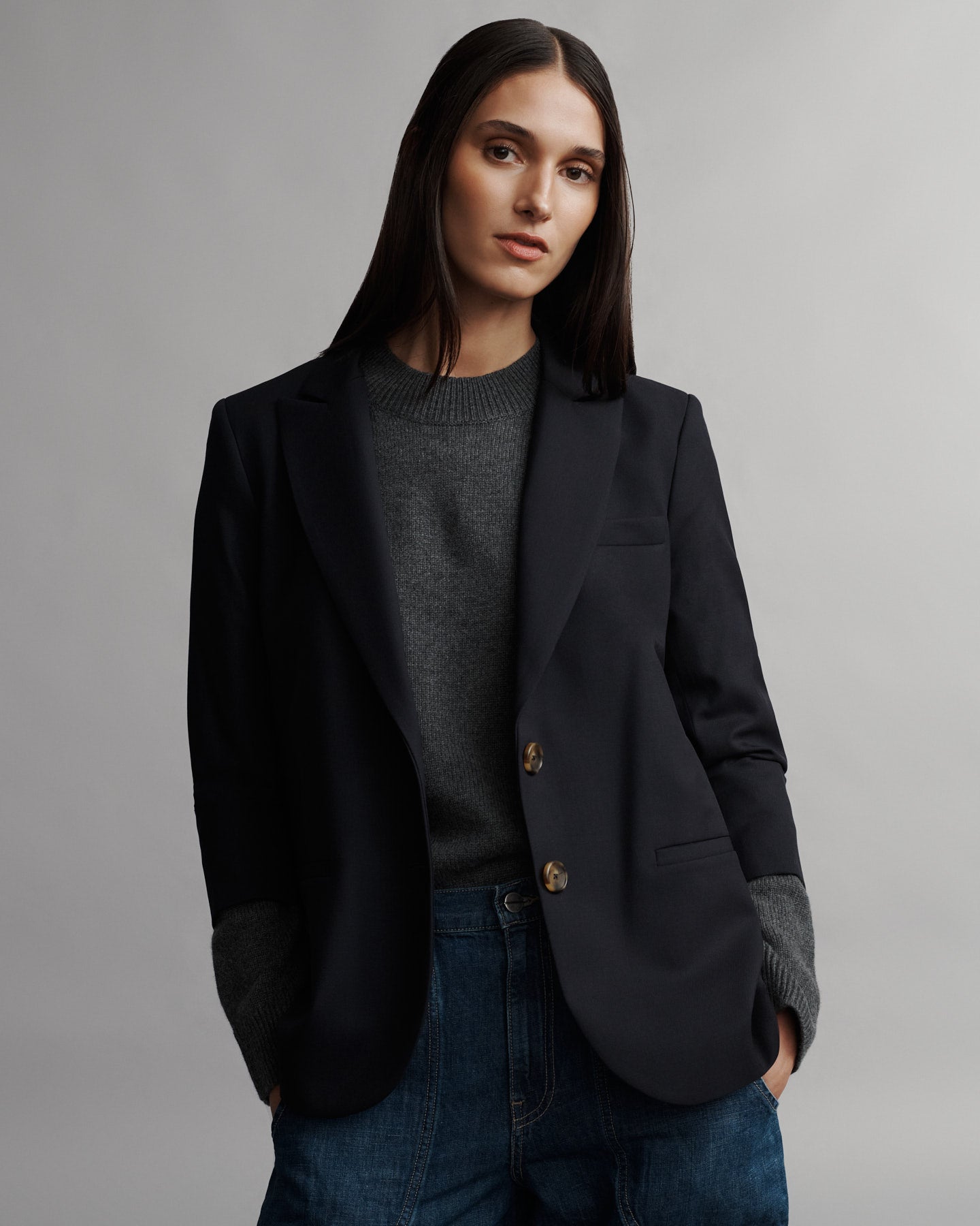 TWP Midnight Boyfriend Blazer in Wool Twill view 1