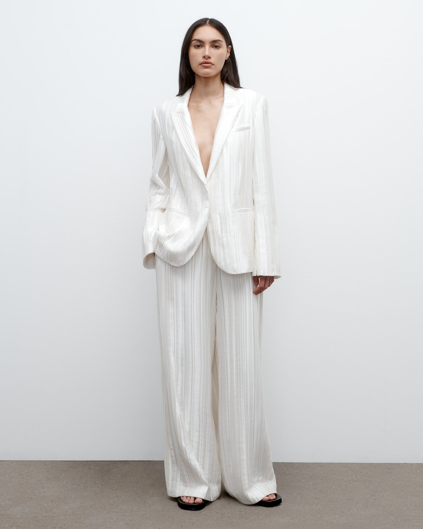 TWP Antique ivory High Waisted Trouser in Crushed Silk Charmeuse view 3