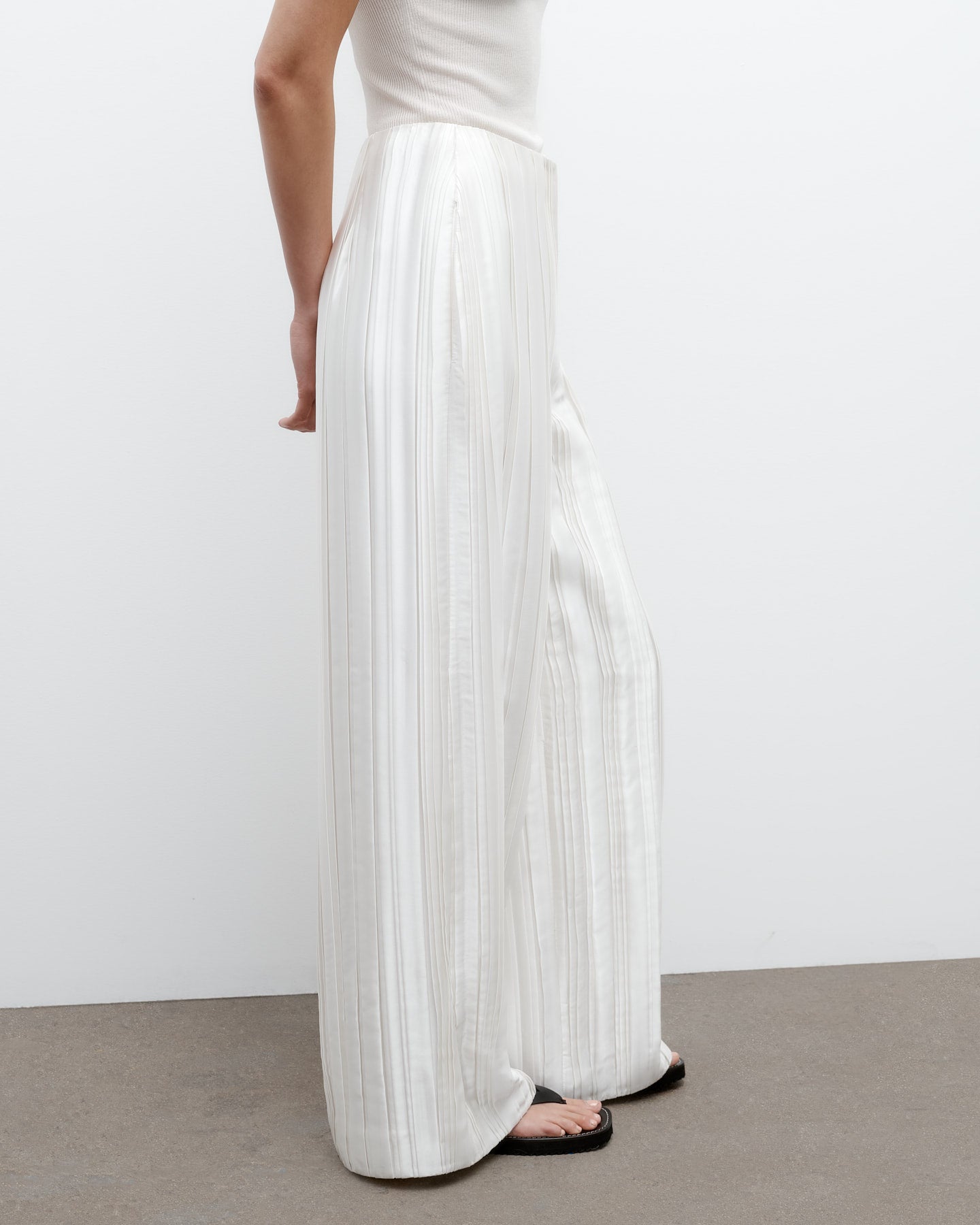TWP Antique ivory High Waisted Trouser in Crushed Silk Charmeuse view 4
