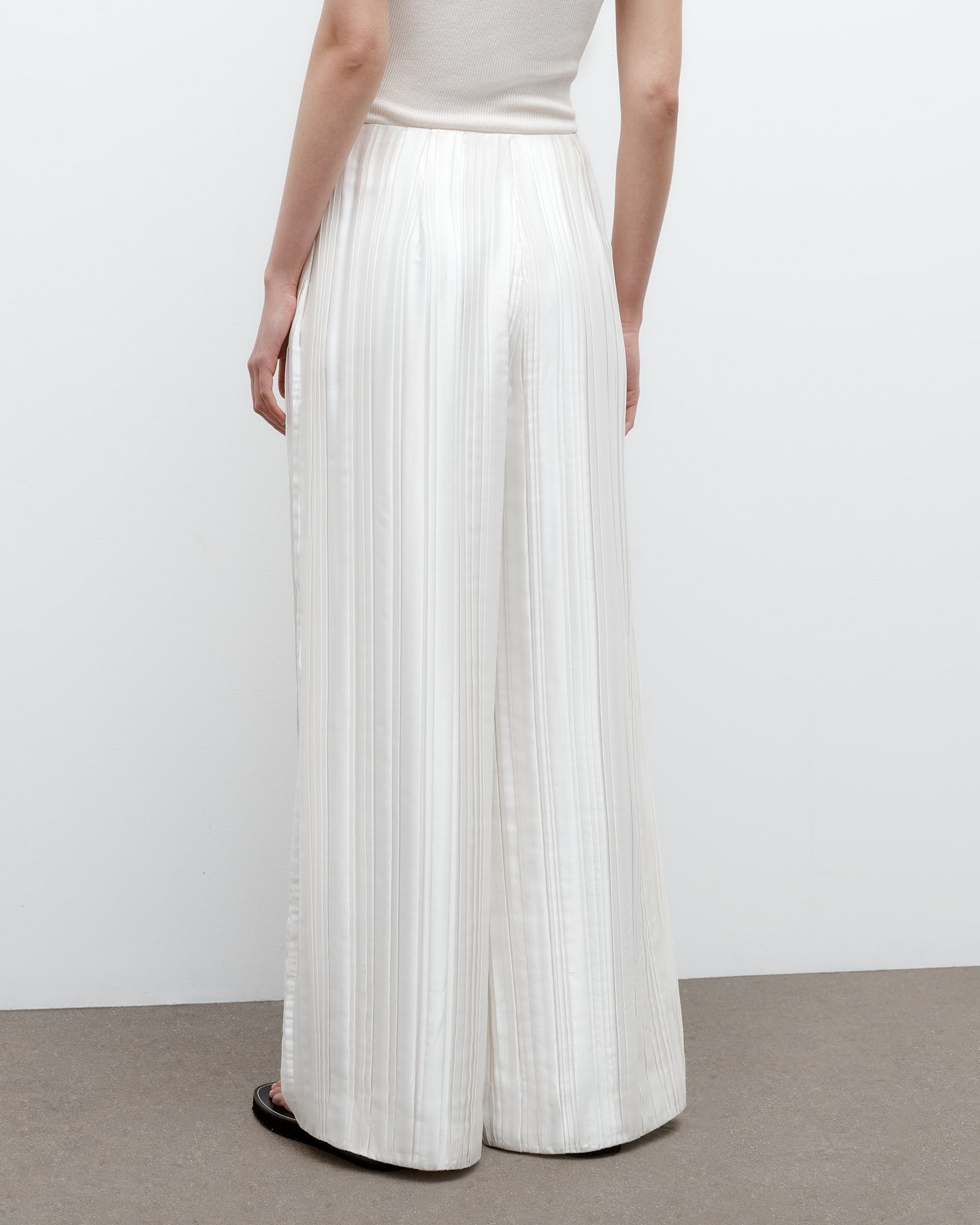 TWP Antique ivory High Waisted Trouser in Crushed Silk Charmeuse view 5
