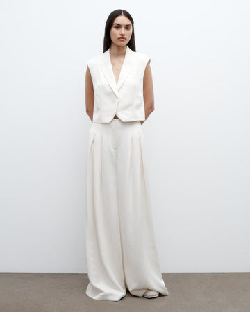 TWP Bone Drew Pant in Coated Viscose Linen view 1