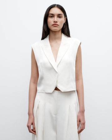 Katie Vest in Coated Viscose Linen
