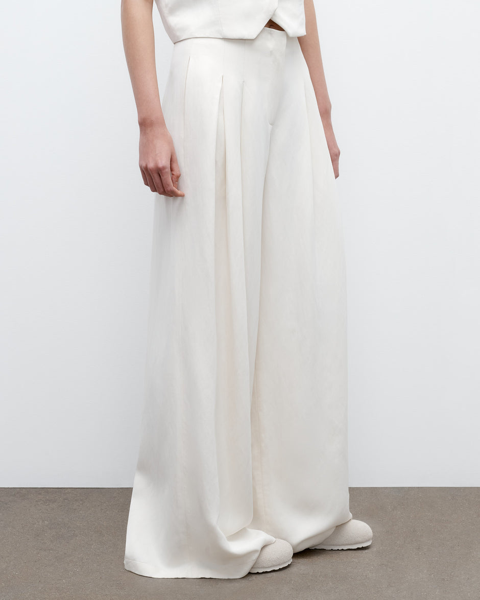 TWP Bone Drew Pant in Coated Viscose Linen view 4