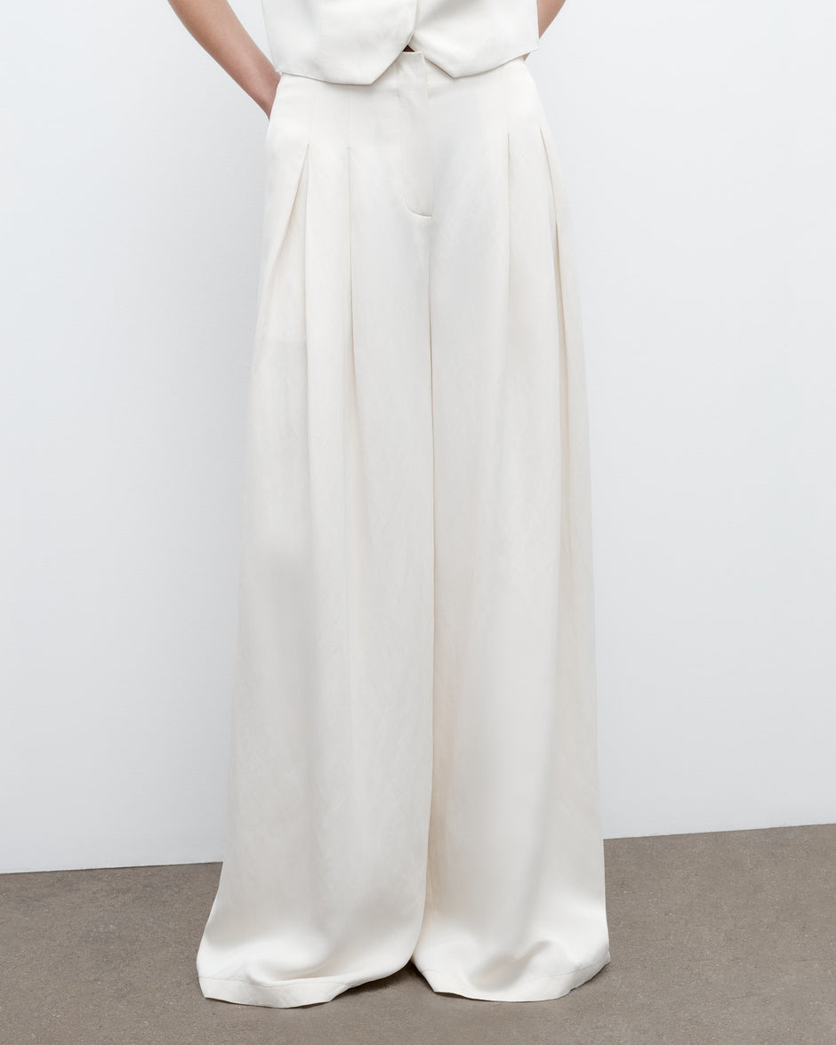 TWP Bone Drew Pant in Coated Viscose Linen view 2